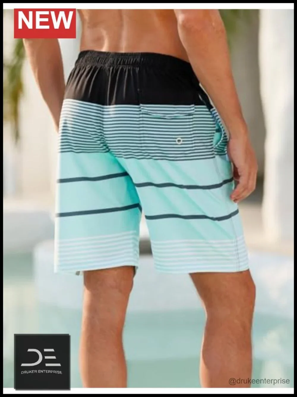 Quick Dry Swim Trunks with Mesh Lining & Pockets